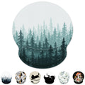Ergonomic Mouse Pad With Wrist Support,Green Forest Mouse Pad With Wrist Rest,Relieve Wrist Pain Mousepad Non-Slip Rubber Base,M