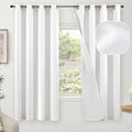 Lajode White Linen 100% Blackout Curtains For Bedroom 63 Inch Length 2 Panels, Thermal Insulated Complete Light Blocking Noise R