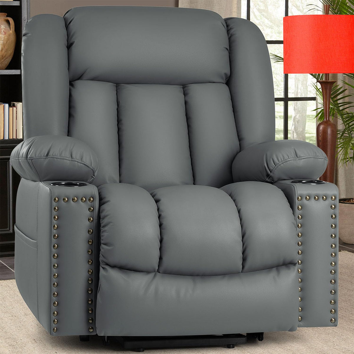 Cfvyne Large Power Lift Chairs Recliners For Elderly With Heated And Massage, Overstuffed Adjustable Lift Chairs, 3 Positions, B