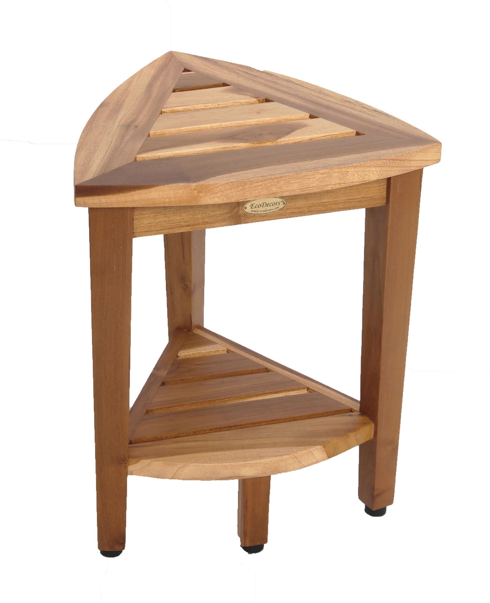 EcoDecors Snazzy Corner Waterproof Teak Wood Shower Bench Stool Seat Chair For Inside Shower Provides Safety, Storage, and Organ