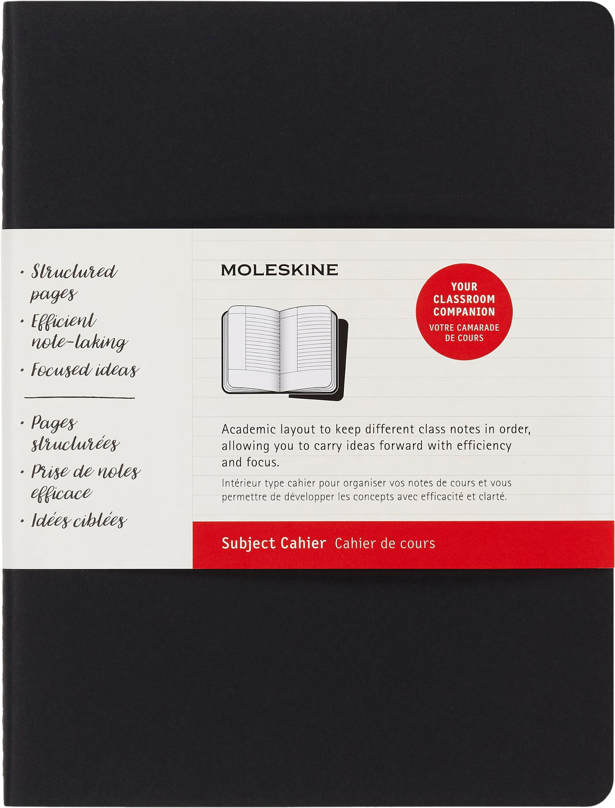 Moleskine Subject Cahier Journal, Soft Cover, Xl (7.5' X 9.75') Black And Cranberry Red, 160 Pages (Set Of 2)