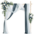 Lings Moment Deluxe Blue Artificial Wedding Arch Flowers with Drapes Kit-Pack of 5, 2pcs Flower Arrangements 3pcs Hanging Sheer