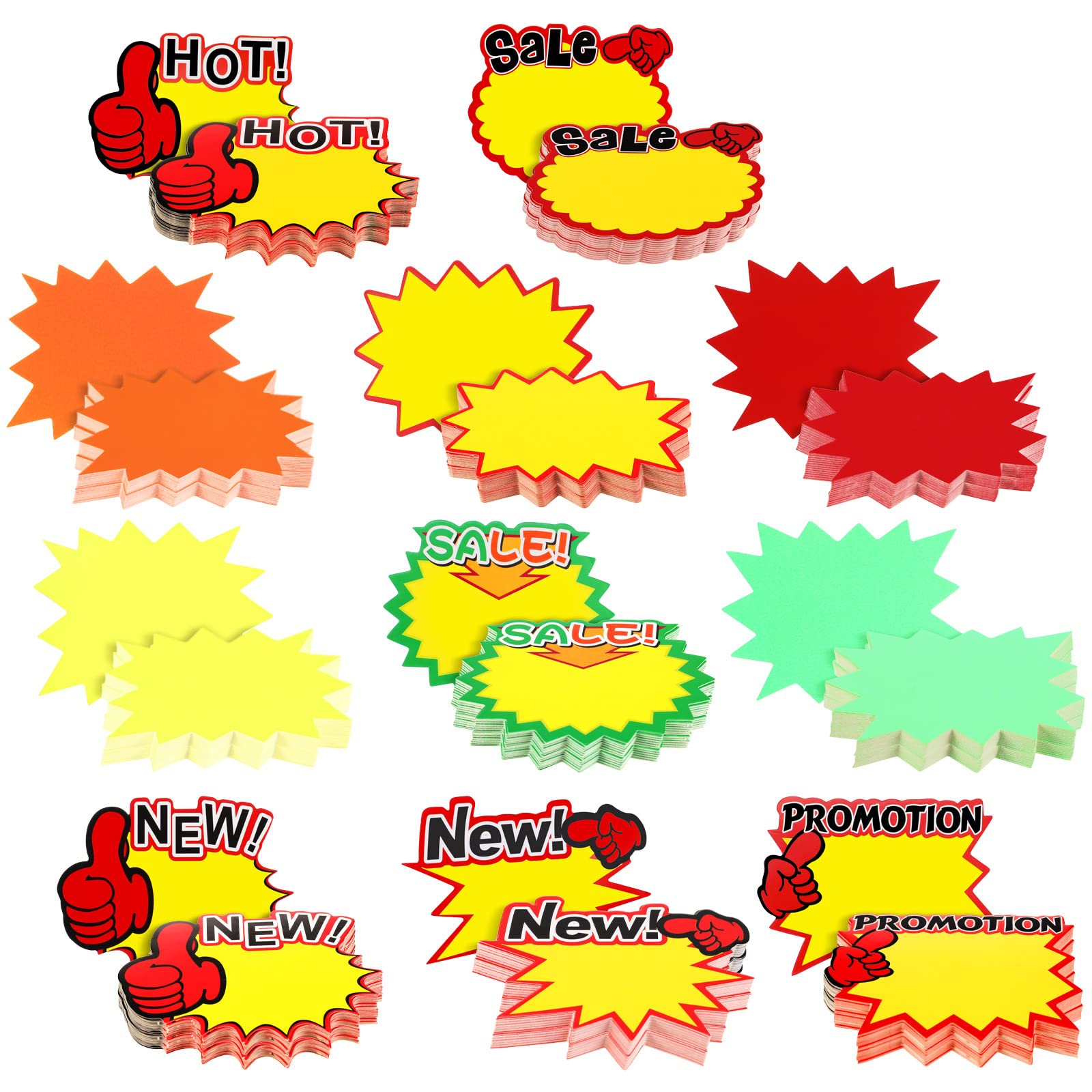 220 Pieces Price Neon Tags Fluorescent Star Burst Sign Blank Retail Price Signs Garage Burst Bulletin Board Decor Star Shape Neo