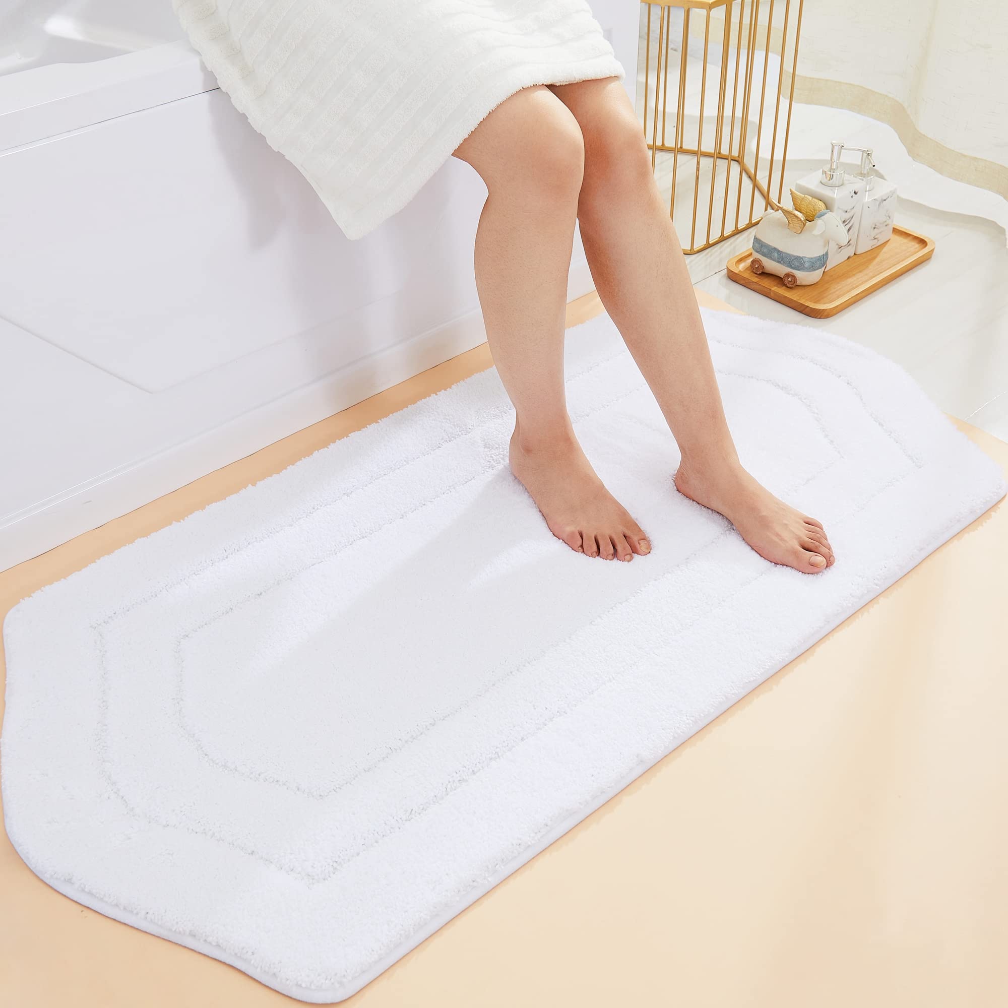 COSY HOMEER Extra Thick Bath Rugs for Bathroom - Anti-Slip Bath Linen Sets Mats Soft Plush Yarn Shaggy 100% Strong Polyester Liv
