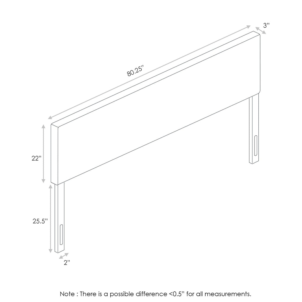 Furinno Roanne Plain Headboard, King, Fog