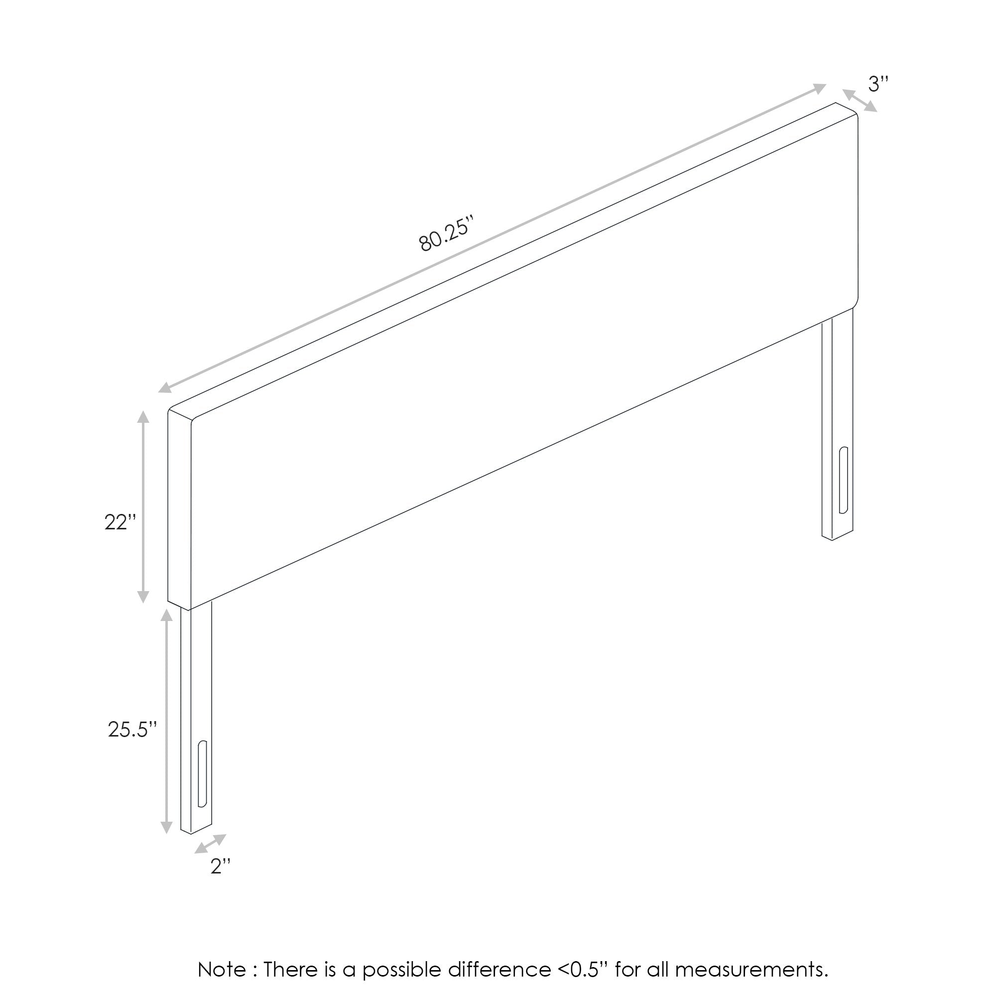 Furinno Roanne Plain Headboard, King, Fog