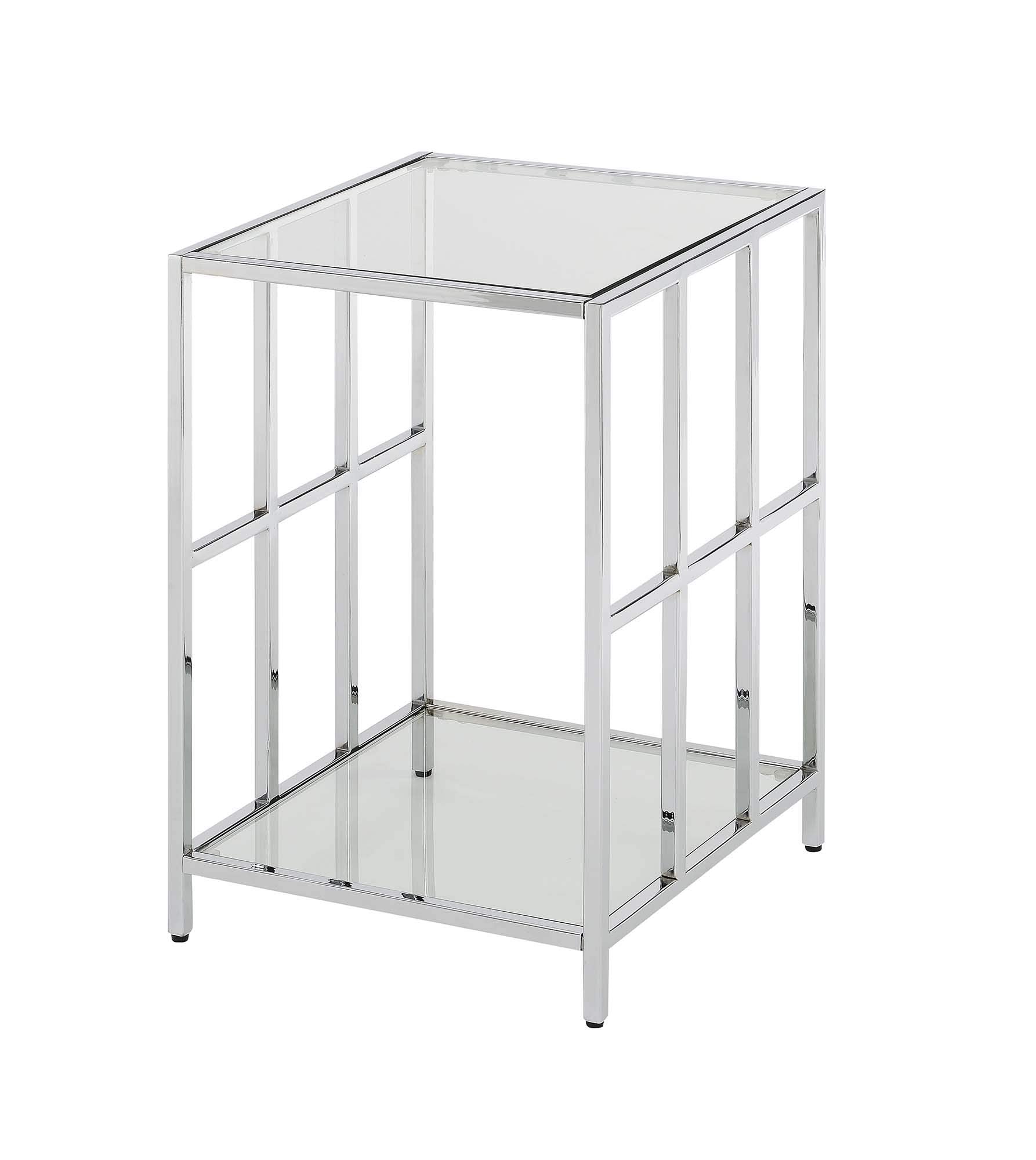 Convenience Concepts Mission Glass End Table, Clear Glass / Chrome