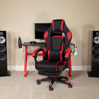 Flash Furniture X40 Gaming Chair Racing Ergonomic Computer Chair With Fully Reclining Back/Arms, Slide-Out Footrest, Massaging Lumbar - Red