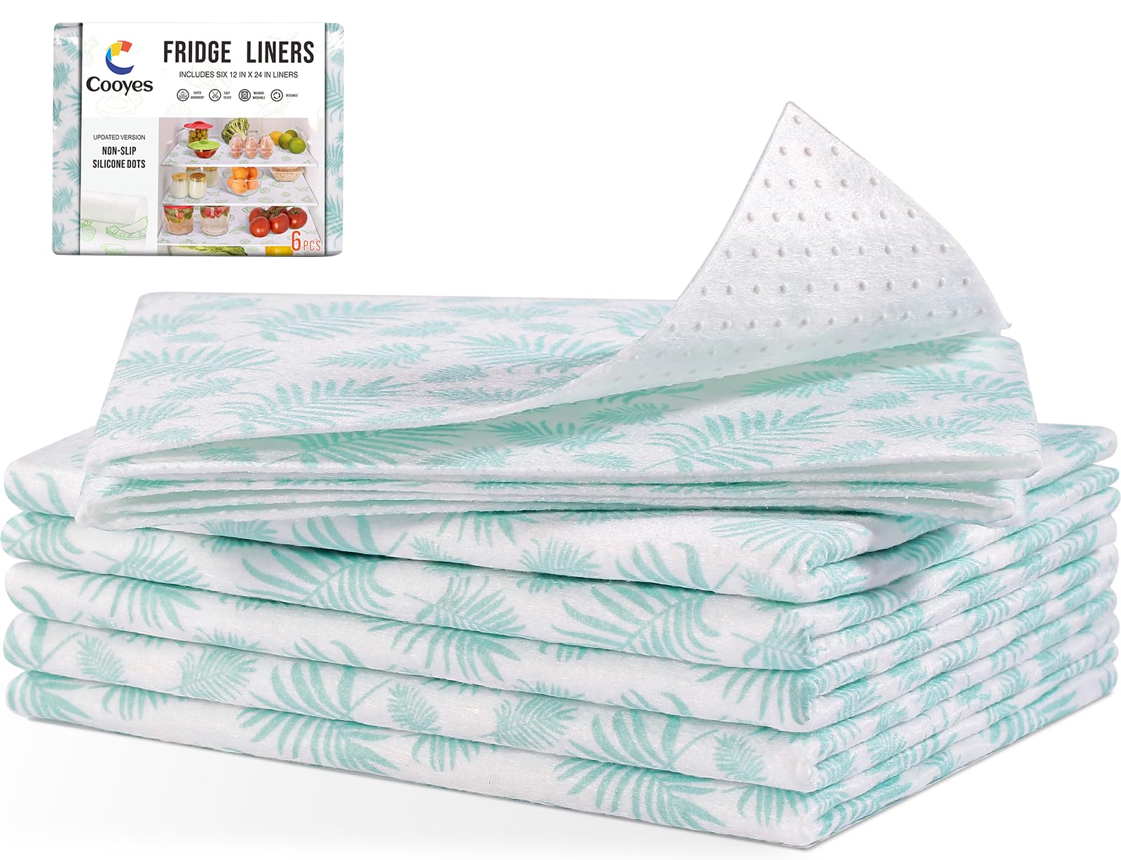 Cooyes Absorbent Refrigerator Liners, Non Slip Shelf Liner for Drawers & Kitchen Cabinets, Cloth Material Keep Produce Fresh Lon