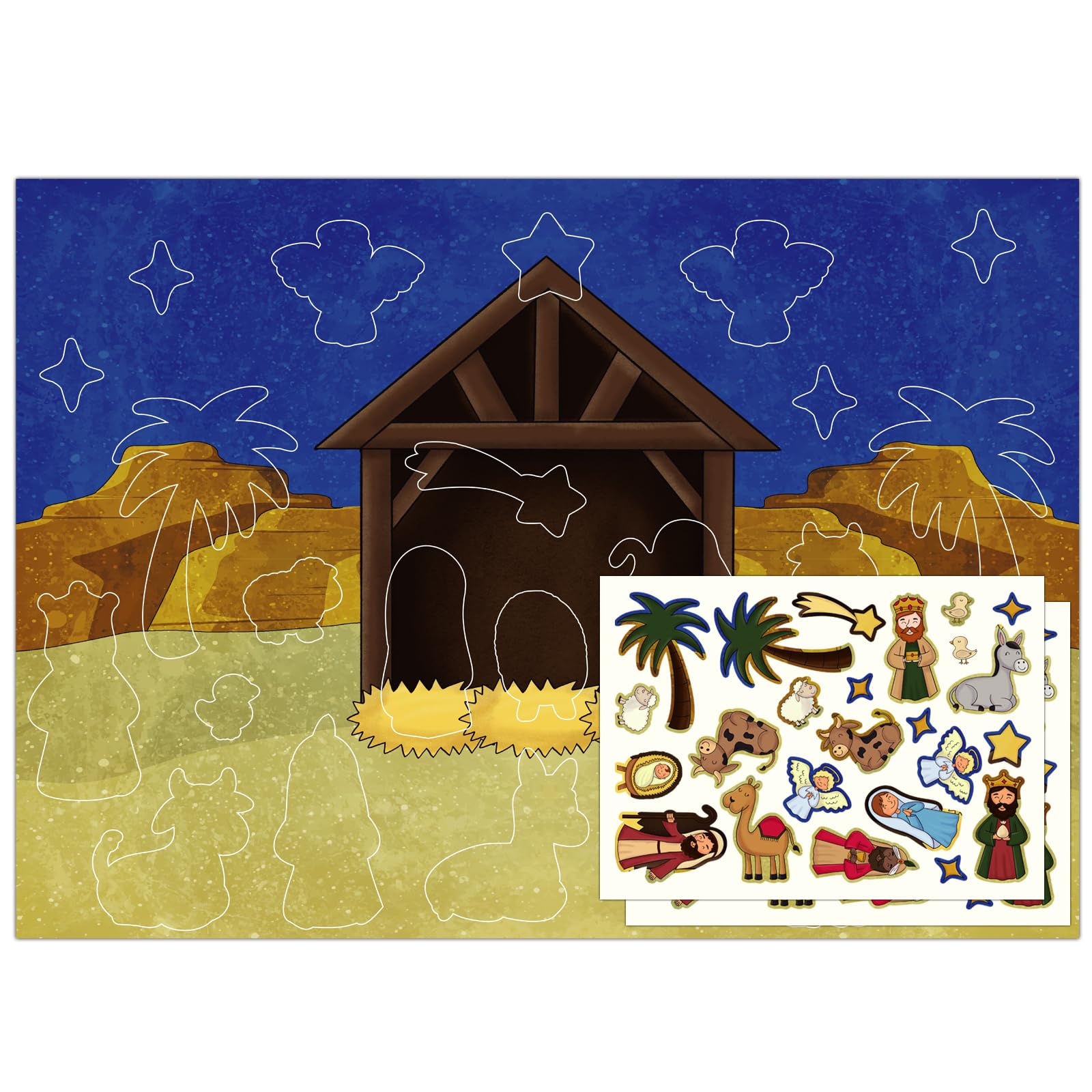 D4DREAM Nativity Stickers Advent Calendar for Kids Christmas Advent Calendar Stickers 2023 Christian Christmas Countdown Calenda