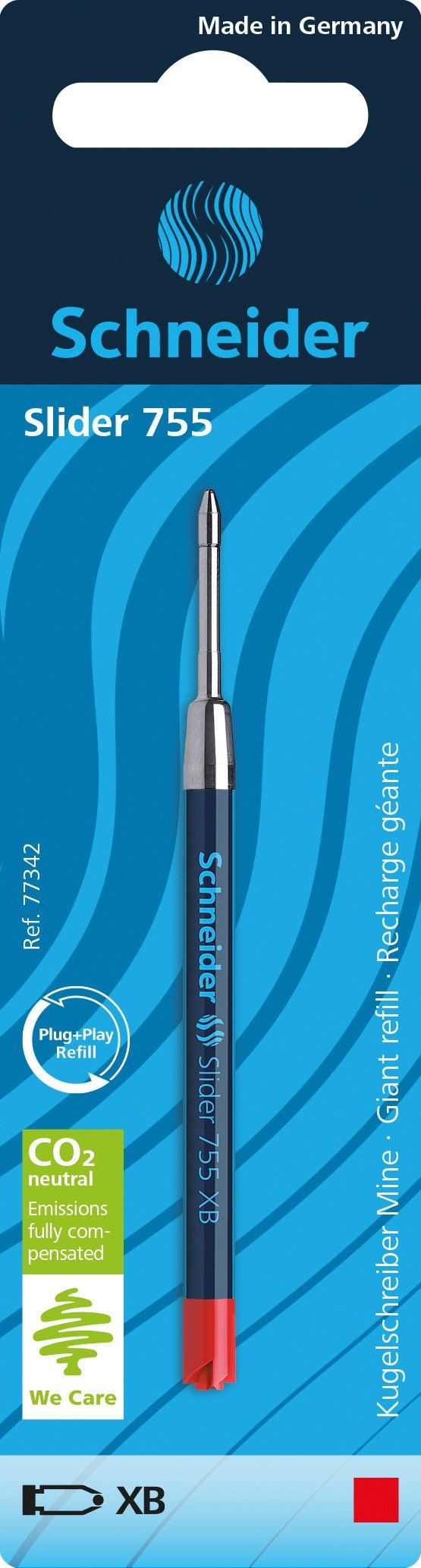 Schneider Schreibgerte Ballpoint Pen Refill Slider 755 Xb Red Single Blister Card