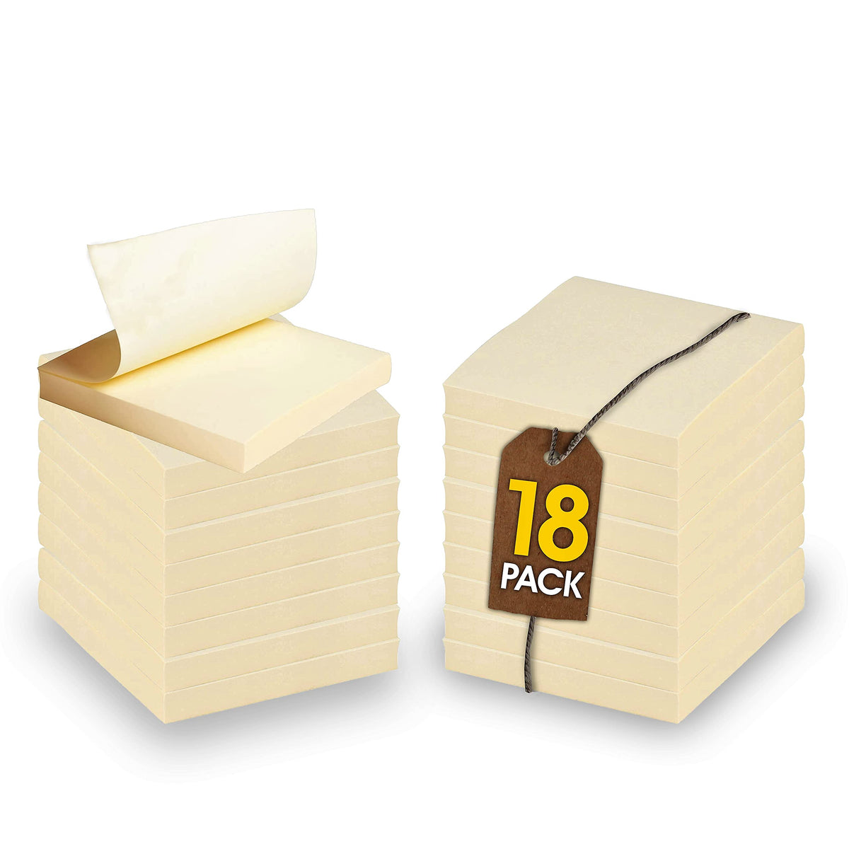 1Intheoffice Sticky Notes Yellow, Sticky Notes 3X3, Self Stick Sticky Notes 18/Pack = 100 Sheet/Pack