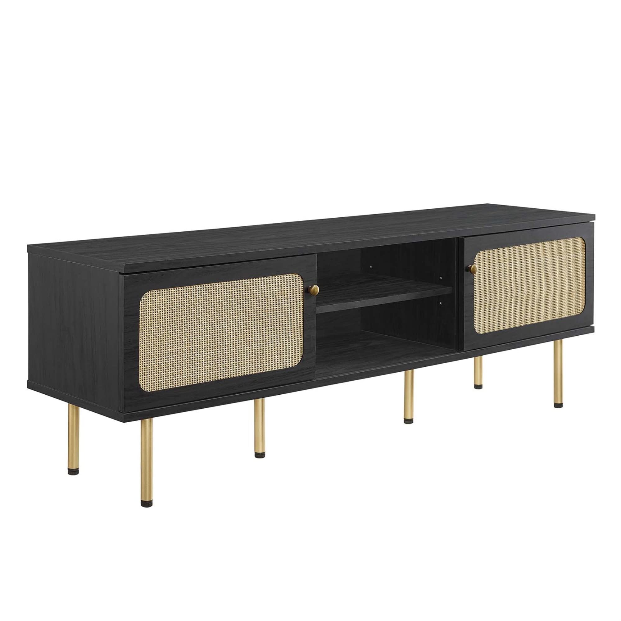 Modway Cambria Rattan and Particleboard TV Stand for TVs up to 60&quot; in Black