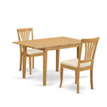 East West Furniture NOAV3-OAK-C 3 Piece Kitchen Table & Chairs Set Contains a Rectangle Dining Room Table with Butterfly Leaf and 2 Linen Fabric Upholstered Chairs, 32x54 Inch, Oak