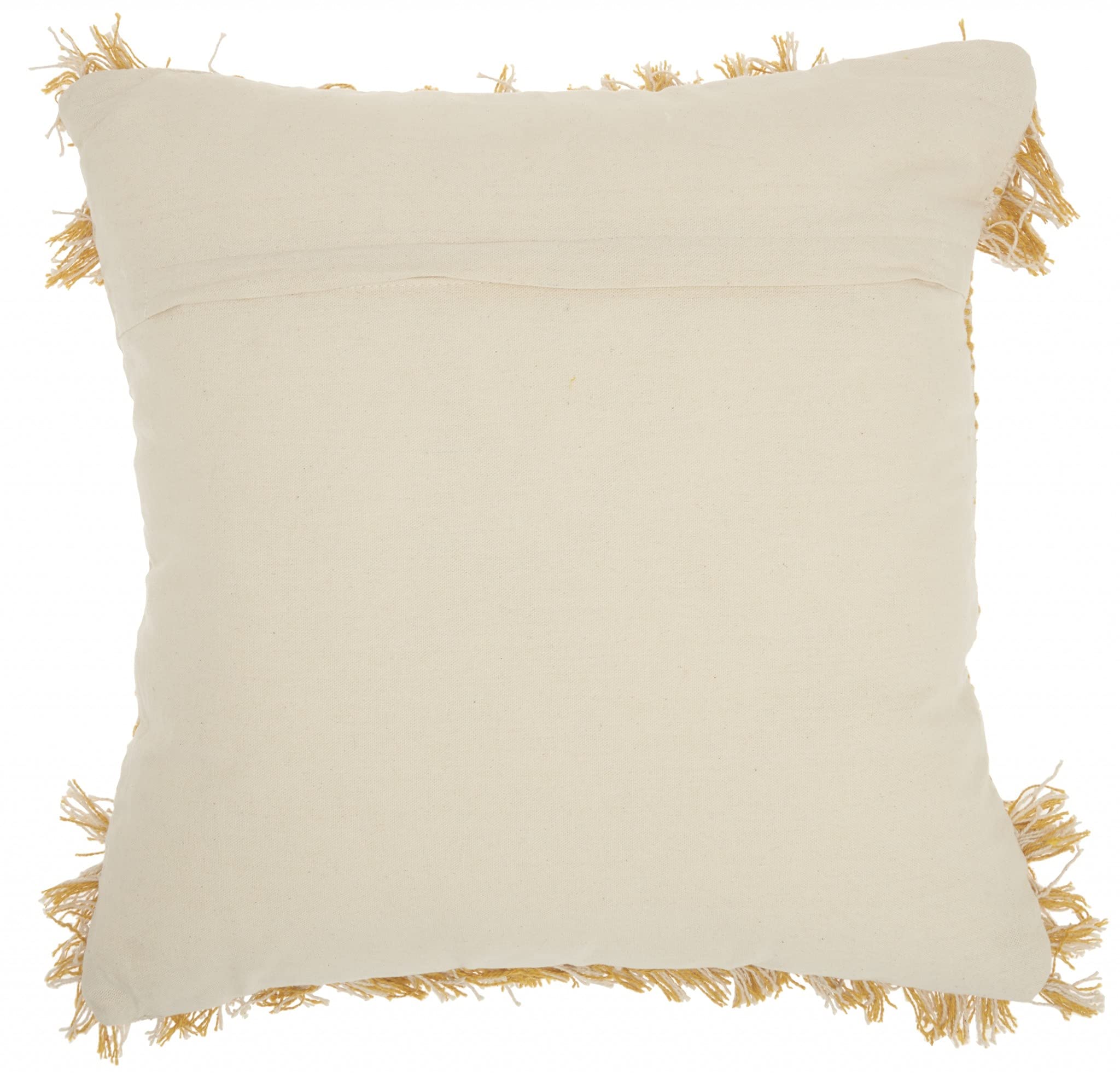 HomeRoots 100% Cotton Mustard and Ivory Textured Throw Pillow