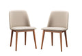 Baxton Studio Lavin Mid-Century Dark Walnut Wood and Beige Faux Leather Dining Chairs (Set of 2)