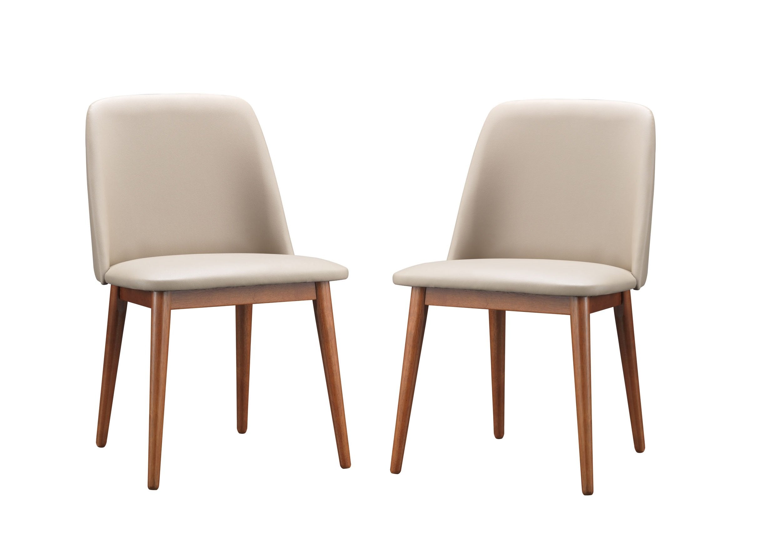 Baxton Studio Lavin Mid-Century Dark Walnut Wood and Beige Faux Leather Dining Chairs (Set of 2)