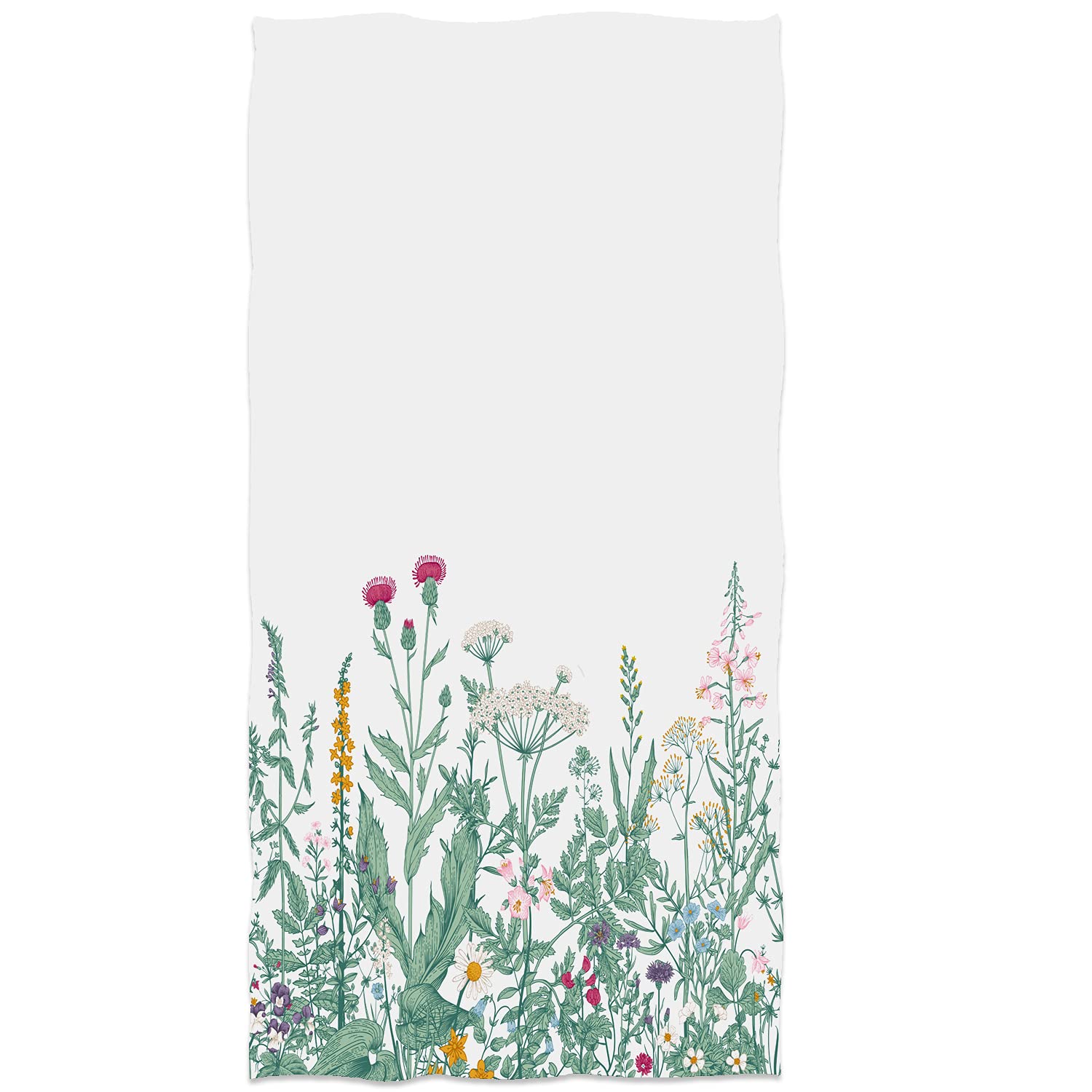 SLHETS Colorful Herbs Wild Flowers Hand Towels Botanical Illustration Engraving Style Bath Towels Soft Absorbent Kitchen Dish To