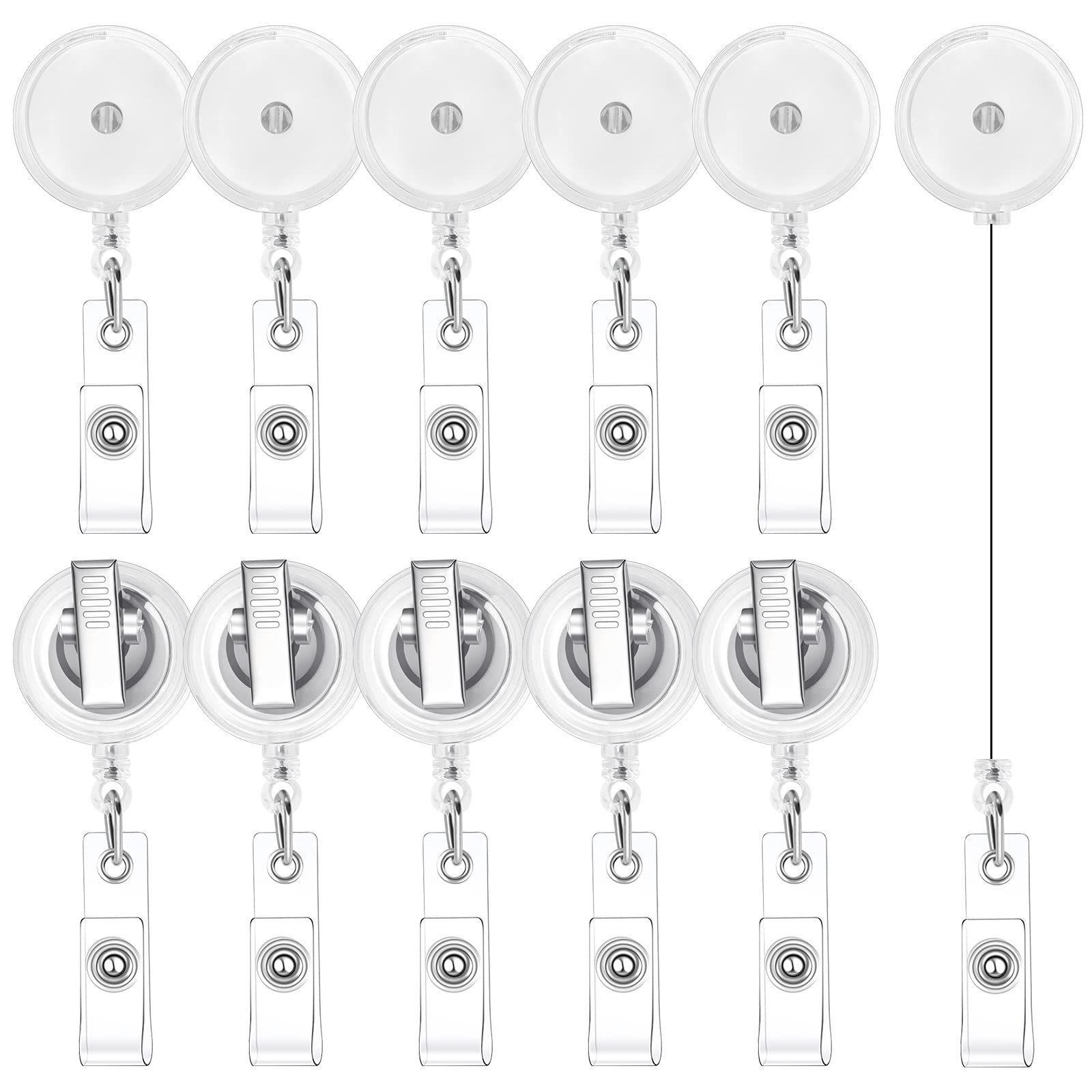 30 Pieces Retractable Badge Reels With Swivel Alligator Clip, Badge Reels Holder Badge Reel Clips For Nurse Teacher Office(Trans