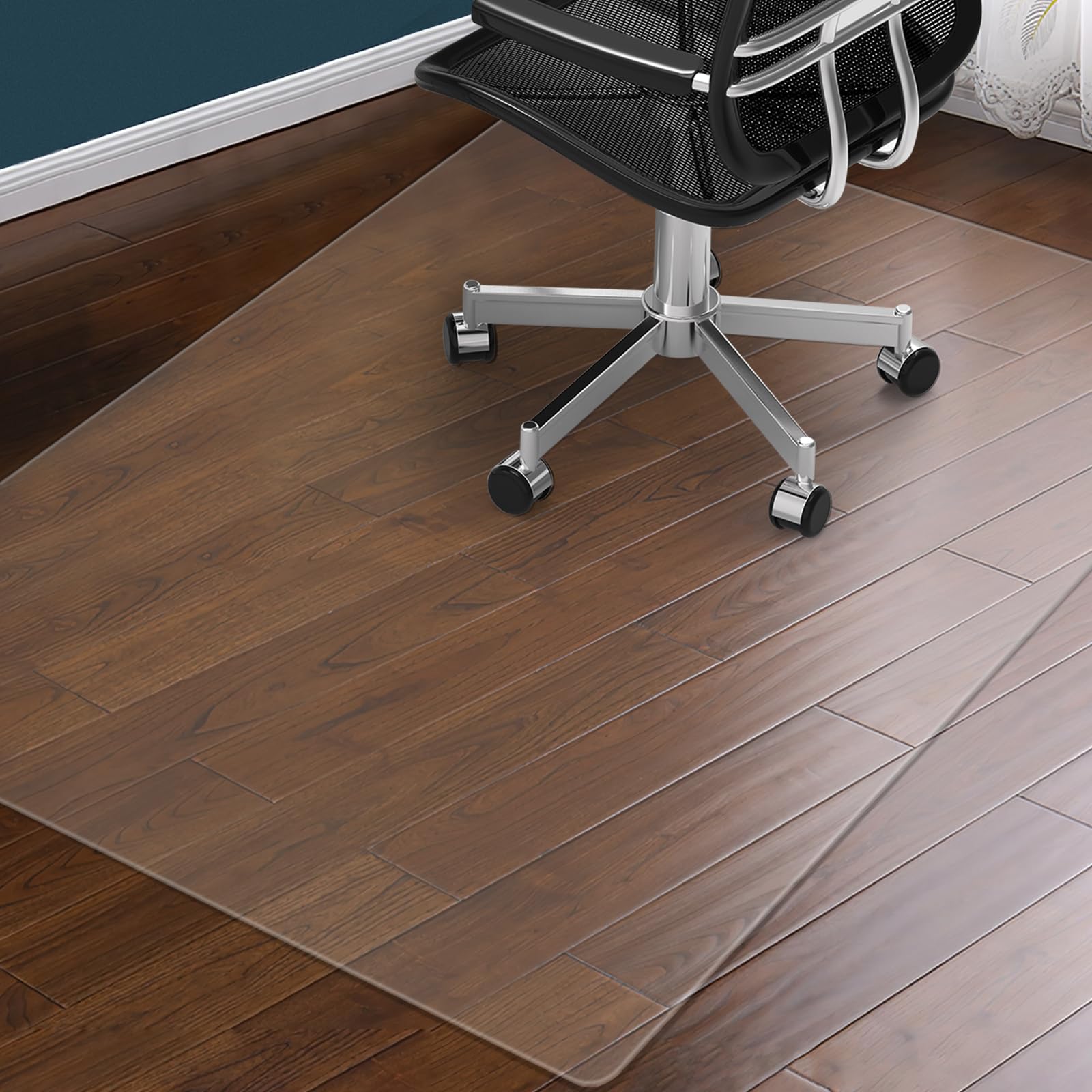 Clear Chair Mat For Hardwood Floor: 48' X 36' Plastic Office Chair Mats For Hard Wood And Tile Floor, Easy Glide No-Slip Floor
