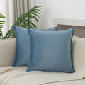 Jiahannha Velvet Stone Blue Throw Pillow Covers Pack Of 2 Decorative Soft For Couch Sofa Bedroom Livingroom Car 20  20 Inches
