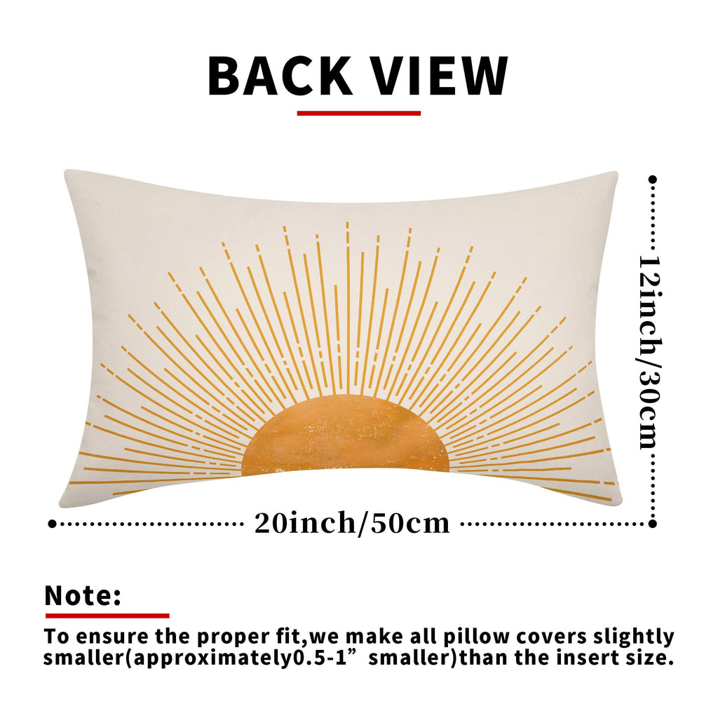 Sun Sunrise Sunshine Lumbar Pillow Covers 12X20 Inch Sunset Boho Abstract Rectangular Pillow Cases Mustard Yellow Bohemian Throw