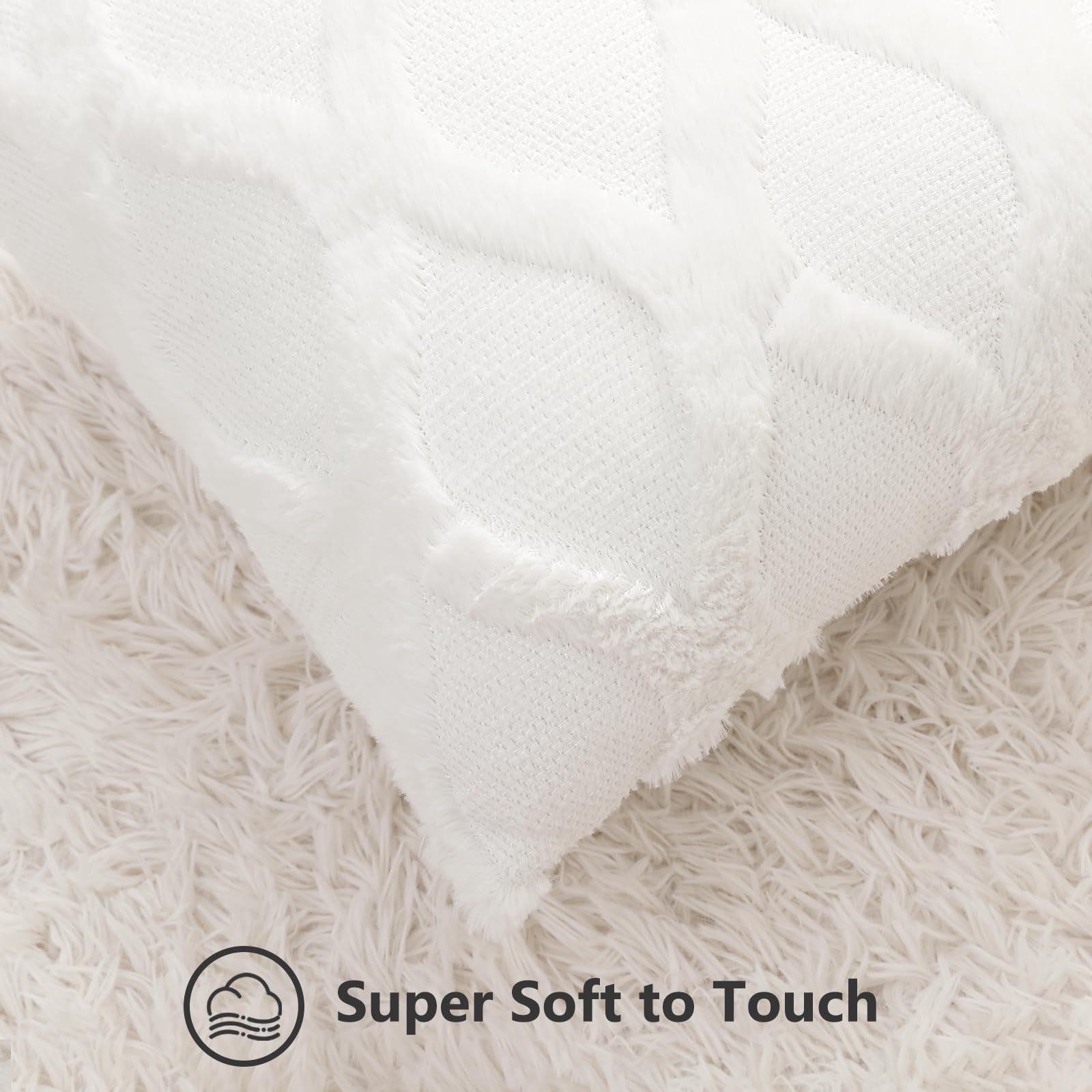 Decoruhome Spring Throw Pillow Covers 16X16 Inch Set Of 2, Soft Plush Faux Fur Wool Cream White Couch Pillow Covers, Decorative Pillow Cases For Bed Sofa Living Room Home Decor