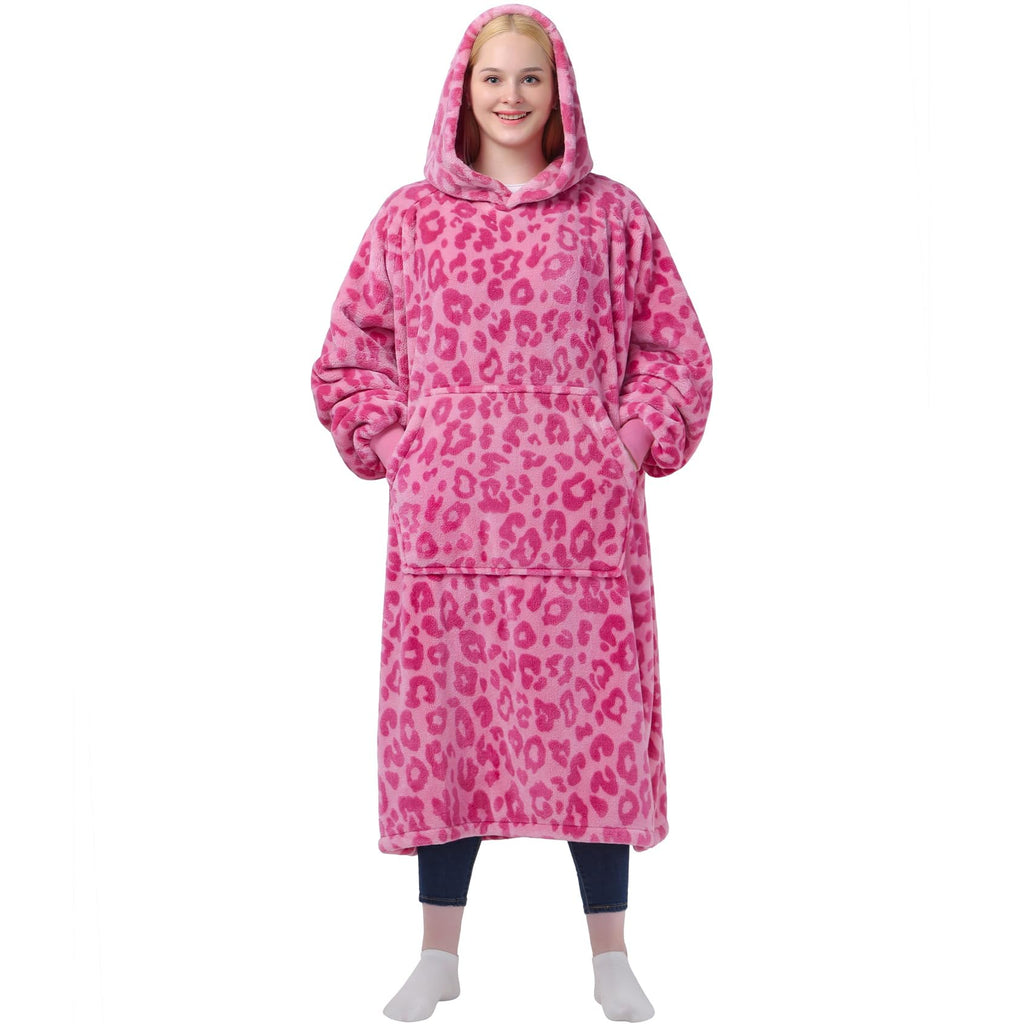 Waitu Wearable Blanket Sweatshirt - Warm Flannel Hoodie With Sleeves And Pocket For Adults And Kids