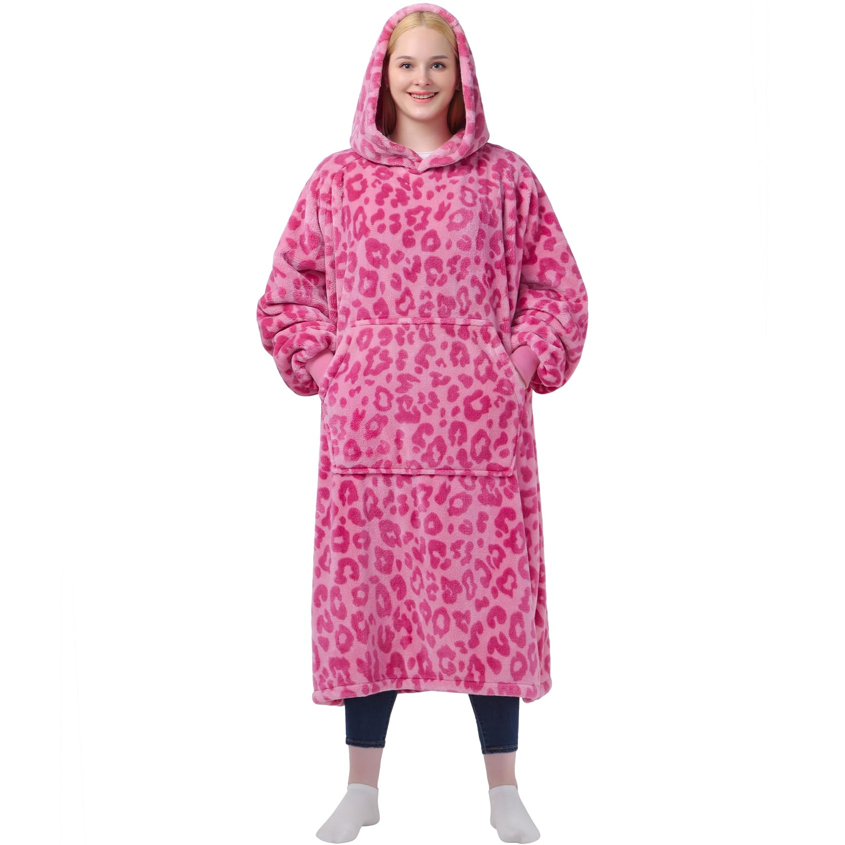 Waitu Wearable Blanket Sweatshirt - Warm Flannel Hoodie With Sleeves And Pocket For Adults And Kids