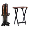 Powell Furniture Serpentine Modern Storage Tray Table, Black with Hazelnut Top, Set of 4, 23.1/2 x 15.3/4 x 26