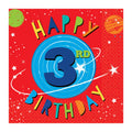 Happy 3rd Birthday Stamp Beverage Napkins-16pc