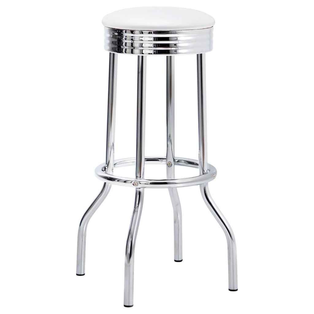 Coaster Home Furnishings Theodore Upholstered Top Bar Stools White And Chrome (Set Of 2)