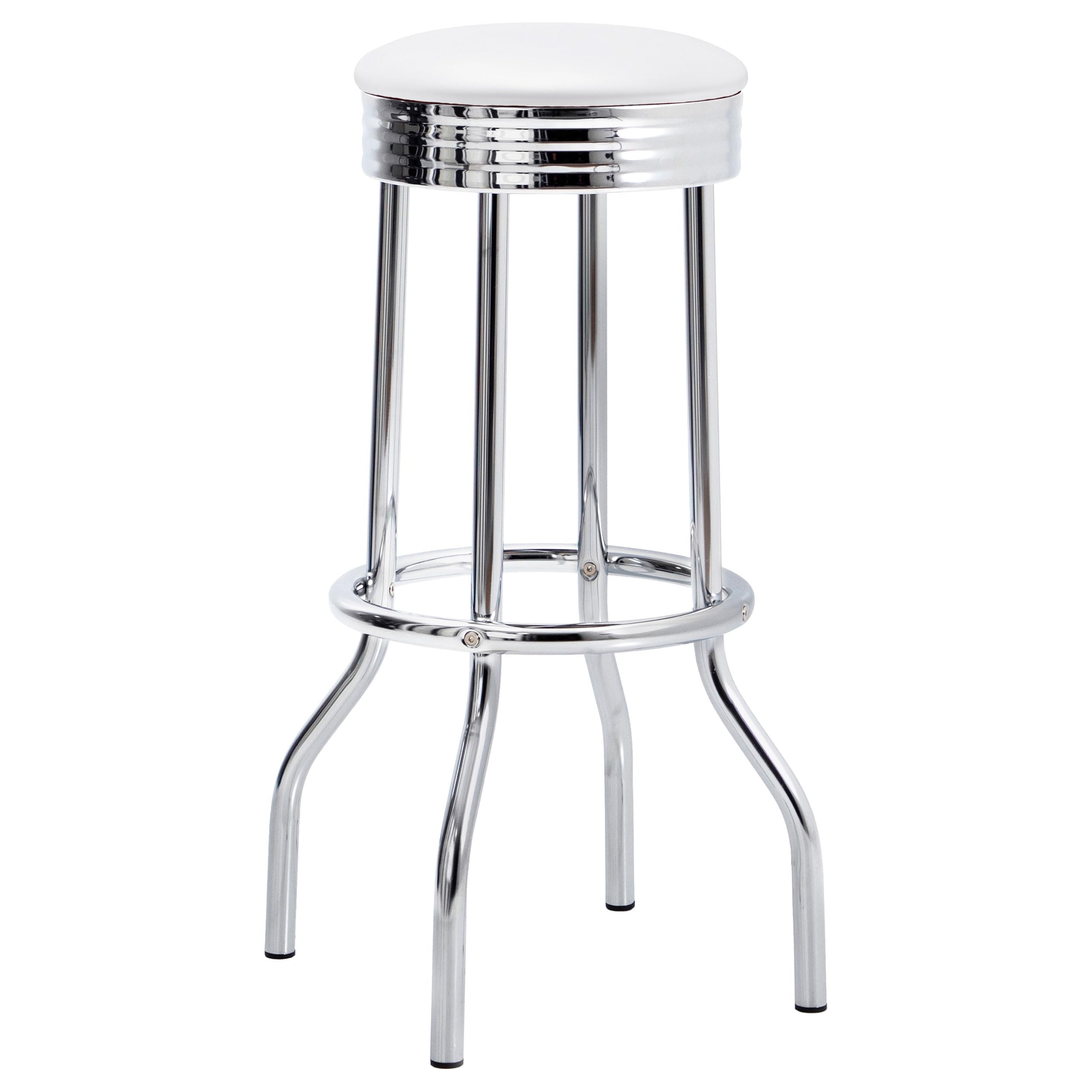 Coaster Home Furnishings Theodore Upholstered Top Bar Stools White And Chrome (Set Of 2)
