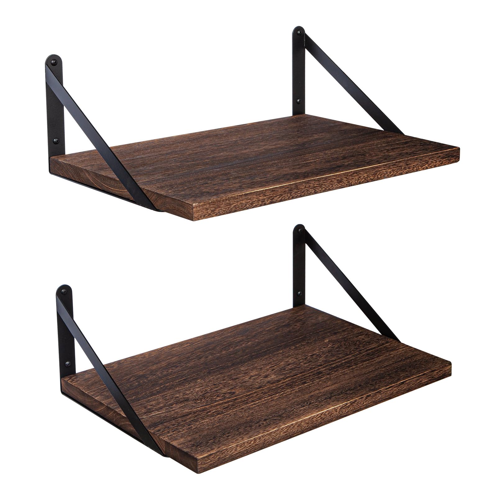 SAUMONIERES Floating Shelves Wall Bookshelf for Bedroom Bathroom Living Room Wood Wall Mounted Wide Deep Storage, Rustic Brown W