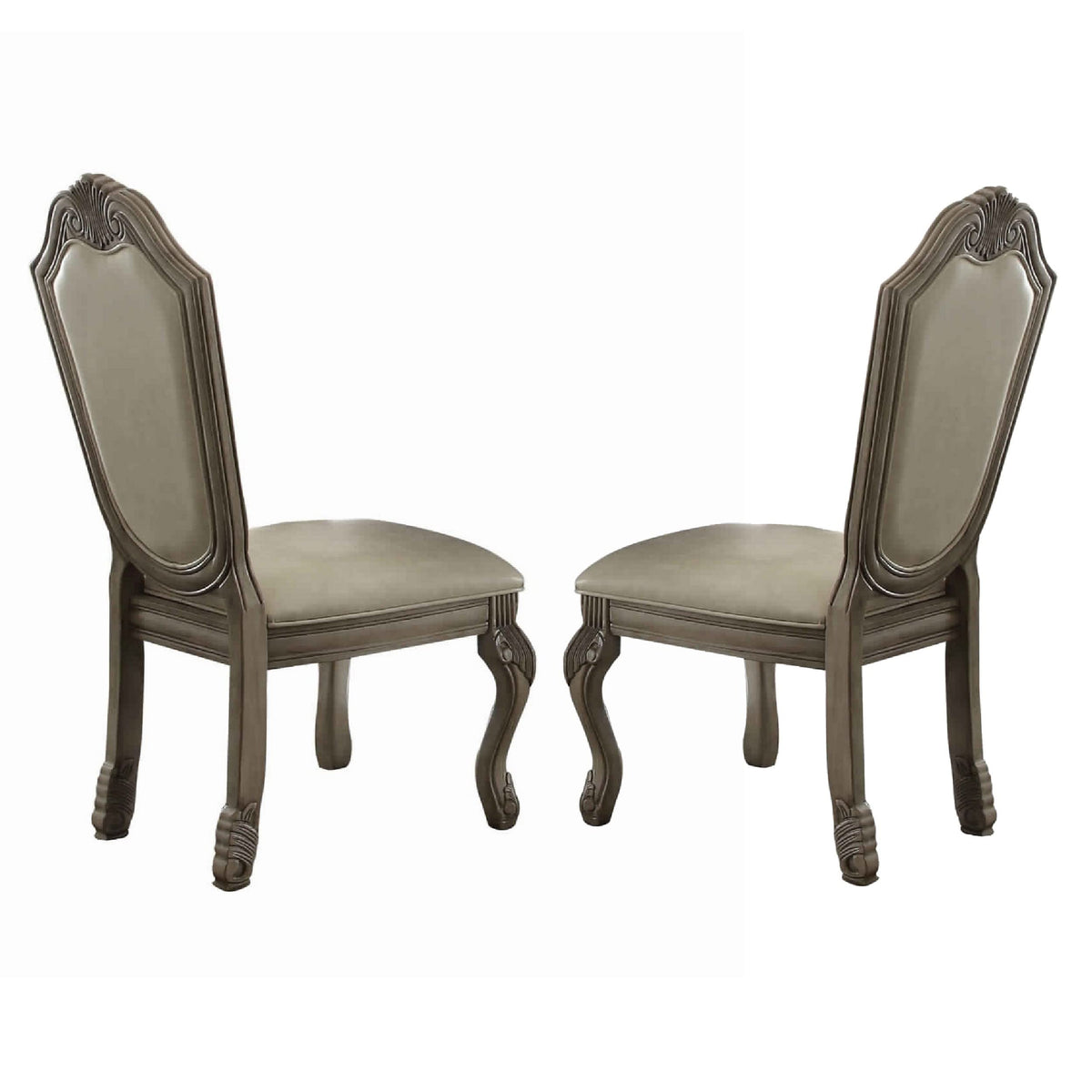 ACME Chateau de Ville Side Chair (Set-2) - - PU & Antique White