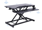 Rocelco Standing Desk Converter with Dual Monitor Mount - 31.5 Inch Sit Stand Up Tabletop Riser with Tablet Holder, Height Adjustable Workstation - Deep Keyboard Tray for Laptop - Black (R VADRB-DM2)