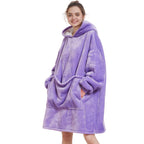 Aemilas Wearable Blanket Hoodie - Sherpa Blanket Sweatshirt As Gifts For Women Mom,Warm Plush Hooded Blanket With Giant Pocket(V