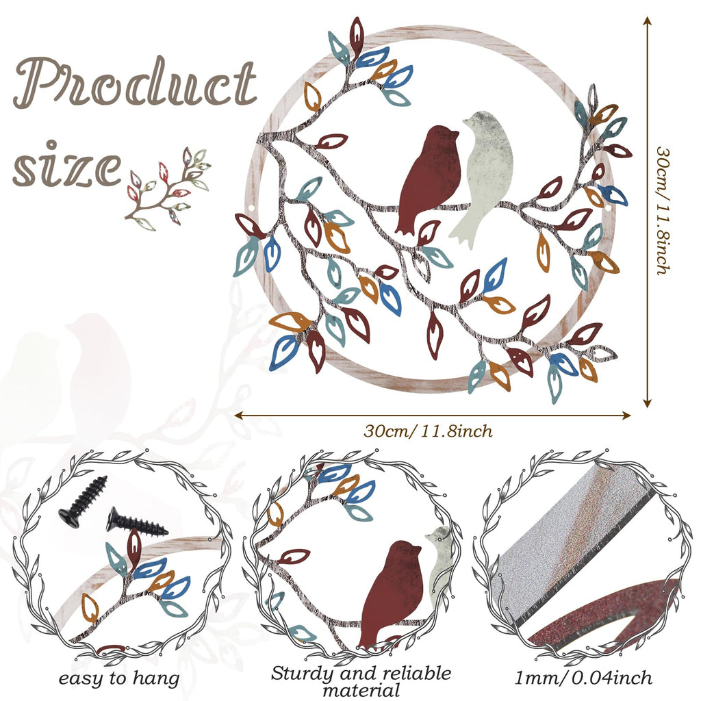 Ferraycle Metal Wall Art Bird On Tree Branch Bird Wall Silhouette Bird Wall Art Decor For Living Room Garden Bedroom Office Home
