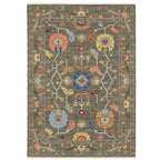 HomeRoots 509307 6 x 9 ft. Gray Blue Pink Orange Rust Red Green & Ivory Oriental Power Loom Stain Resistant Rectangle Area Rug with Fringe
