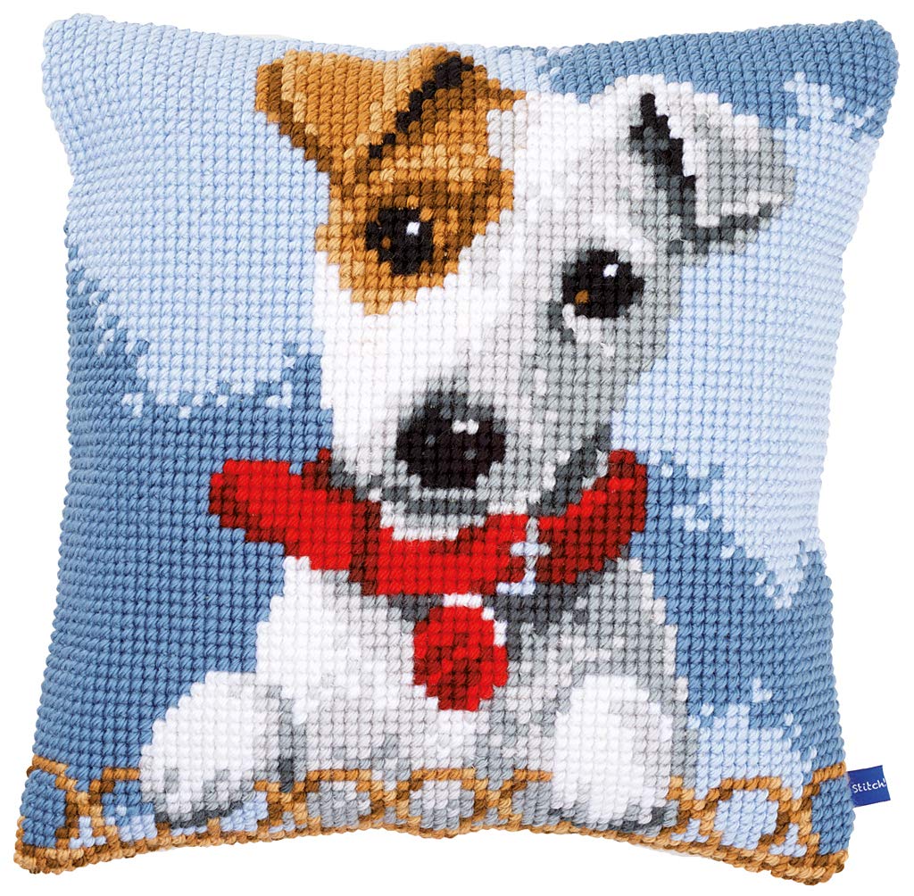 Vervaco Cross Stitch Cushion Kit: Jack Russell, NA, 40 x 40cm