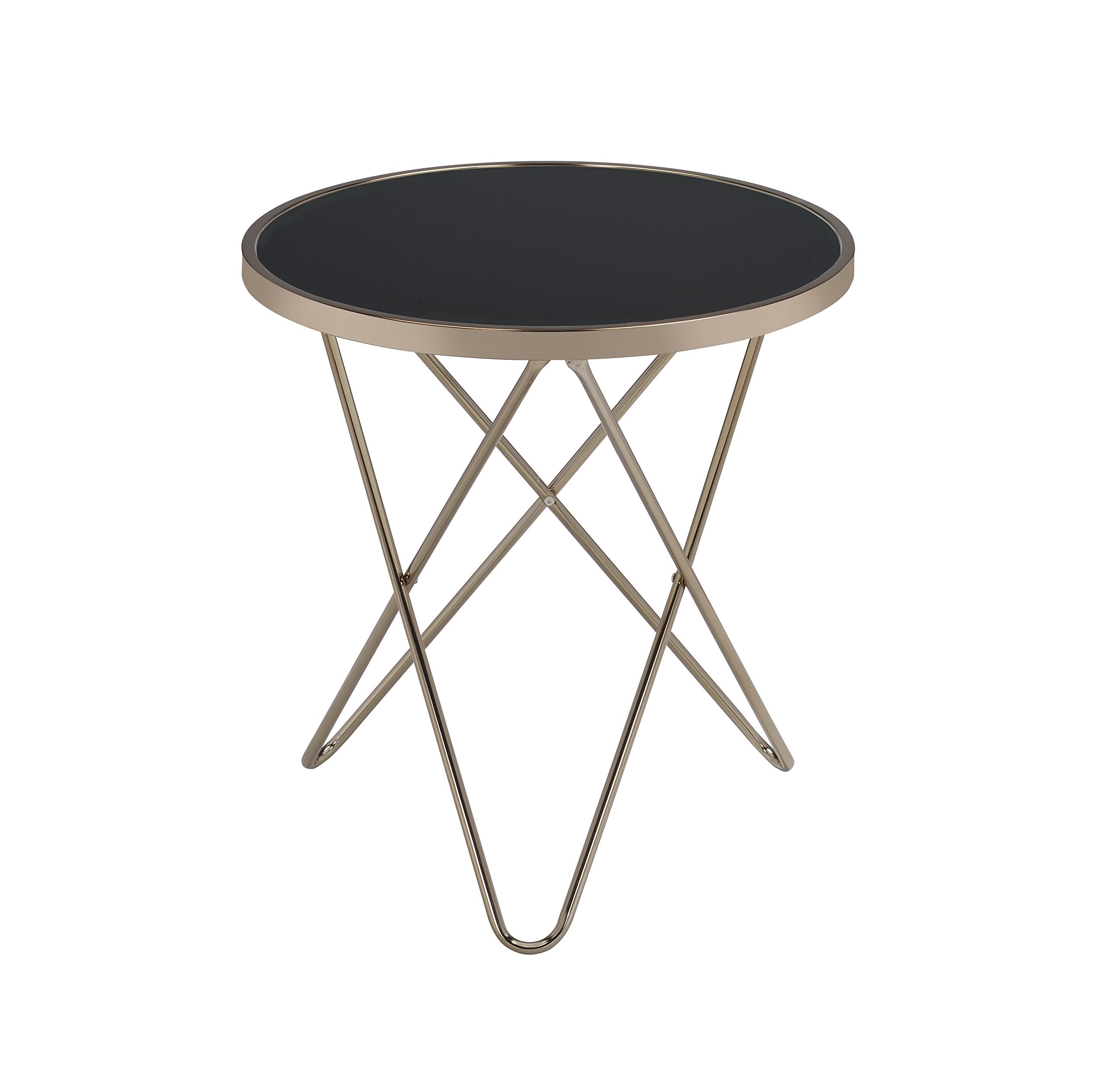 Acme Valora End Table In Black Glass And Champagne
