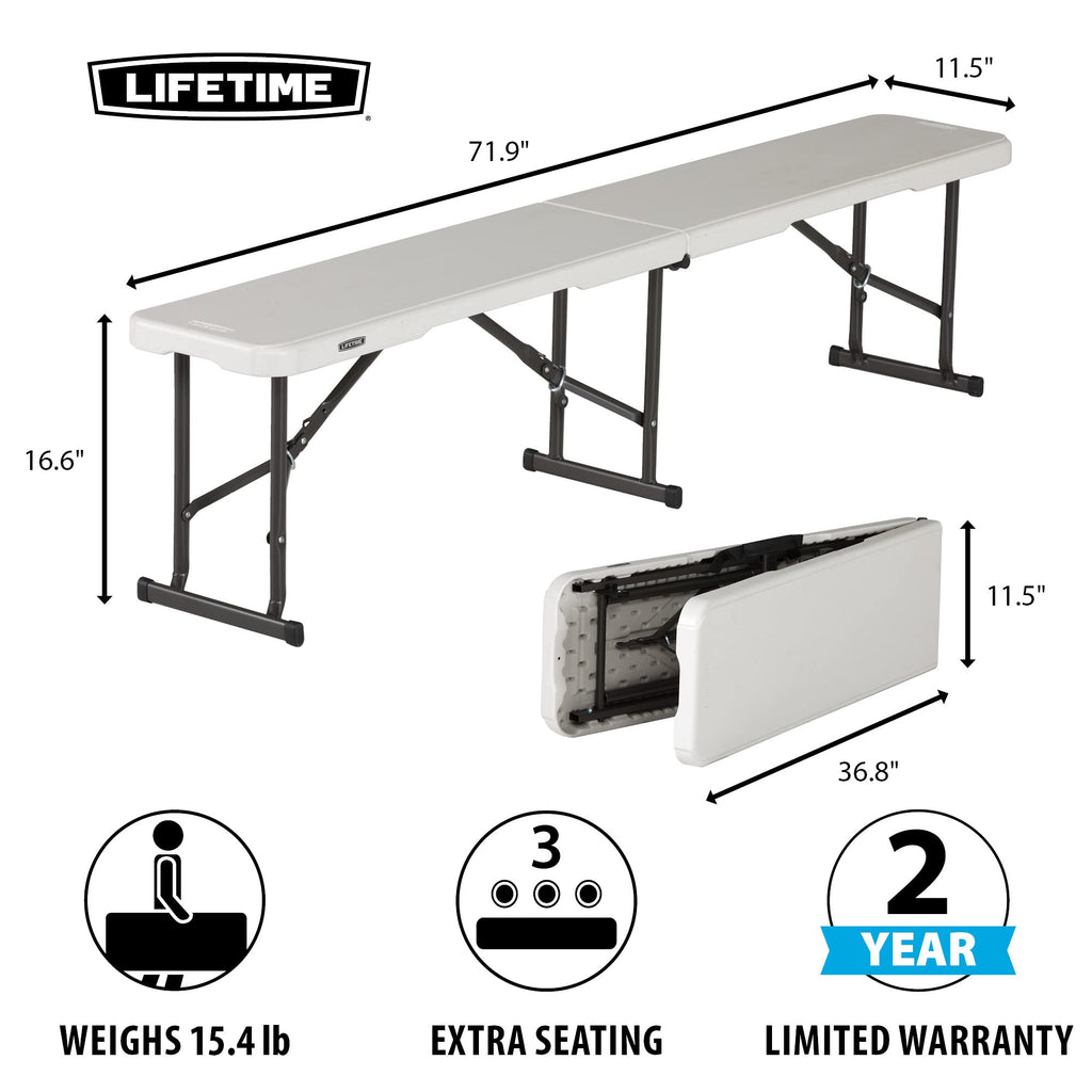 Lifetime 80305 Portable Folding Bench, White