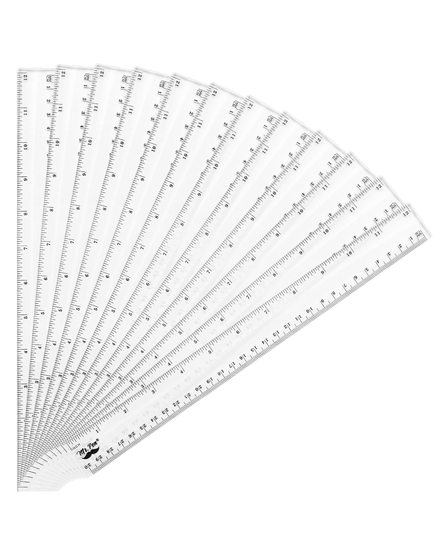 Mr. Pen- Plastic Ruler, 12 Inch, 12 Pack, Metric & Imperial, Clear Ruler Set, Ruler 12 Inch, Clear Ruler 12 Inch Ruler, Rulers 1