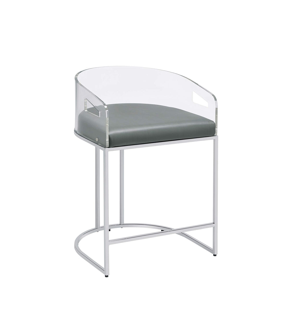 Coaster Home Furnishings Acrylic Back Counter Height Stools Grey and Chrome (Set of 2), 183405