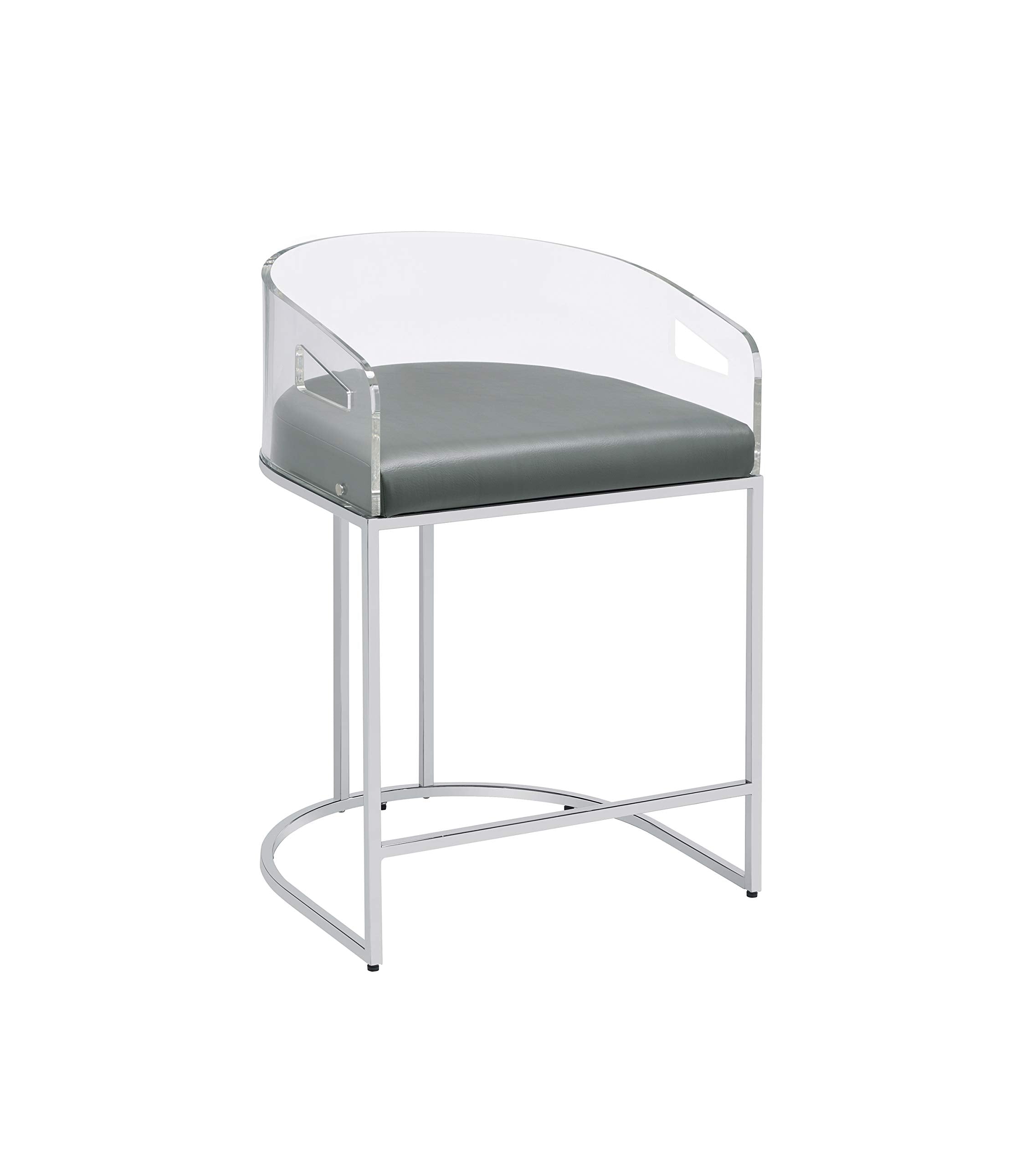 Coaster Home Furnishings Acrylic Back Counter Height Stools Grey and Chrome (Set of 2), 183405