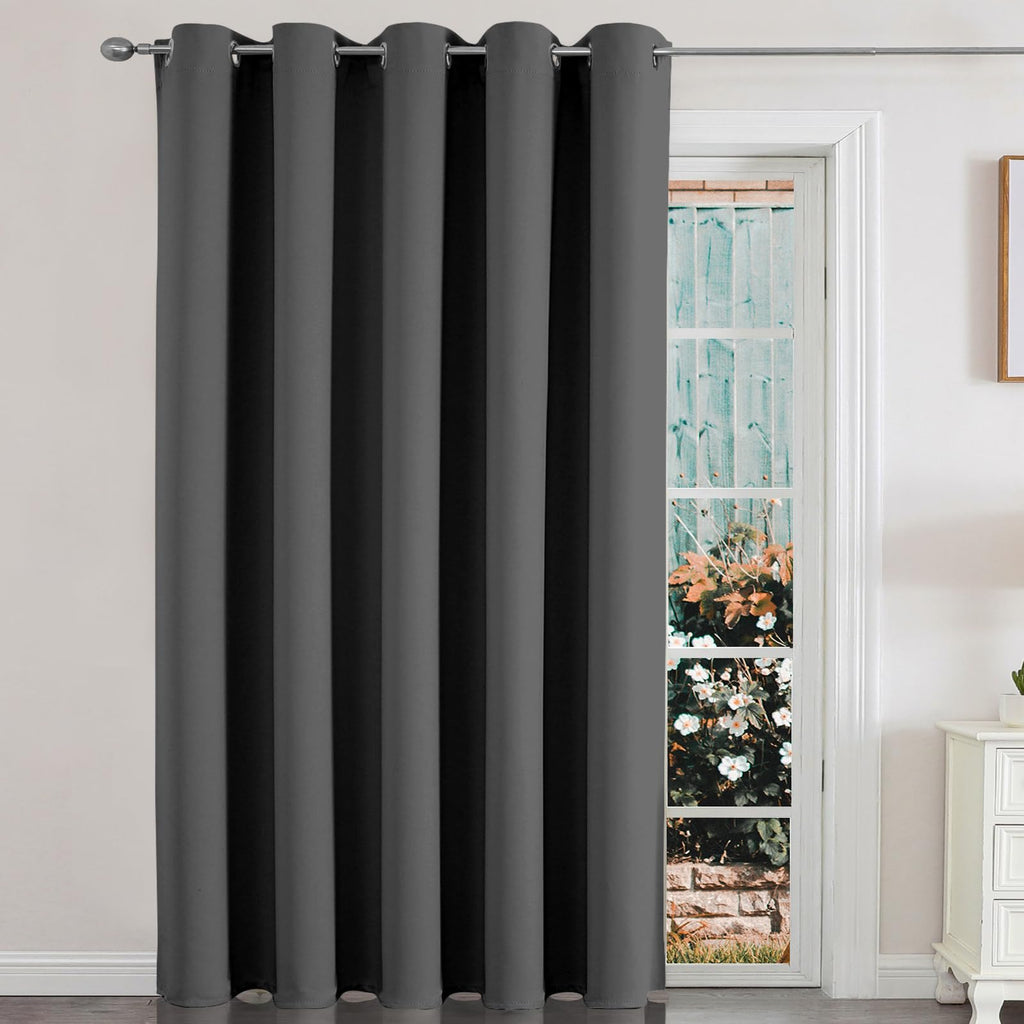 Joydeco Sliding Door Curtains, Dark Grey Curtains 70 X 108 Inches, Extra Wide Curtains For Patio Sliding Door Living Room, Room