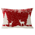 Happy Winter Snowflake Let It Snow Wild Animal Elk Merry Christmas Cotton Linen Lumbar Throw Waist Pillow Case Decorative Cushio
