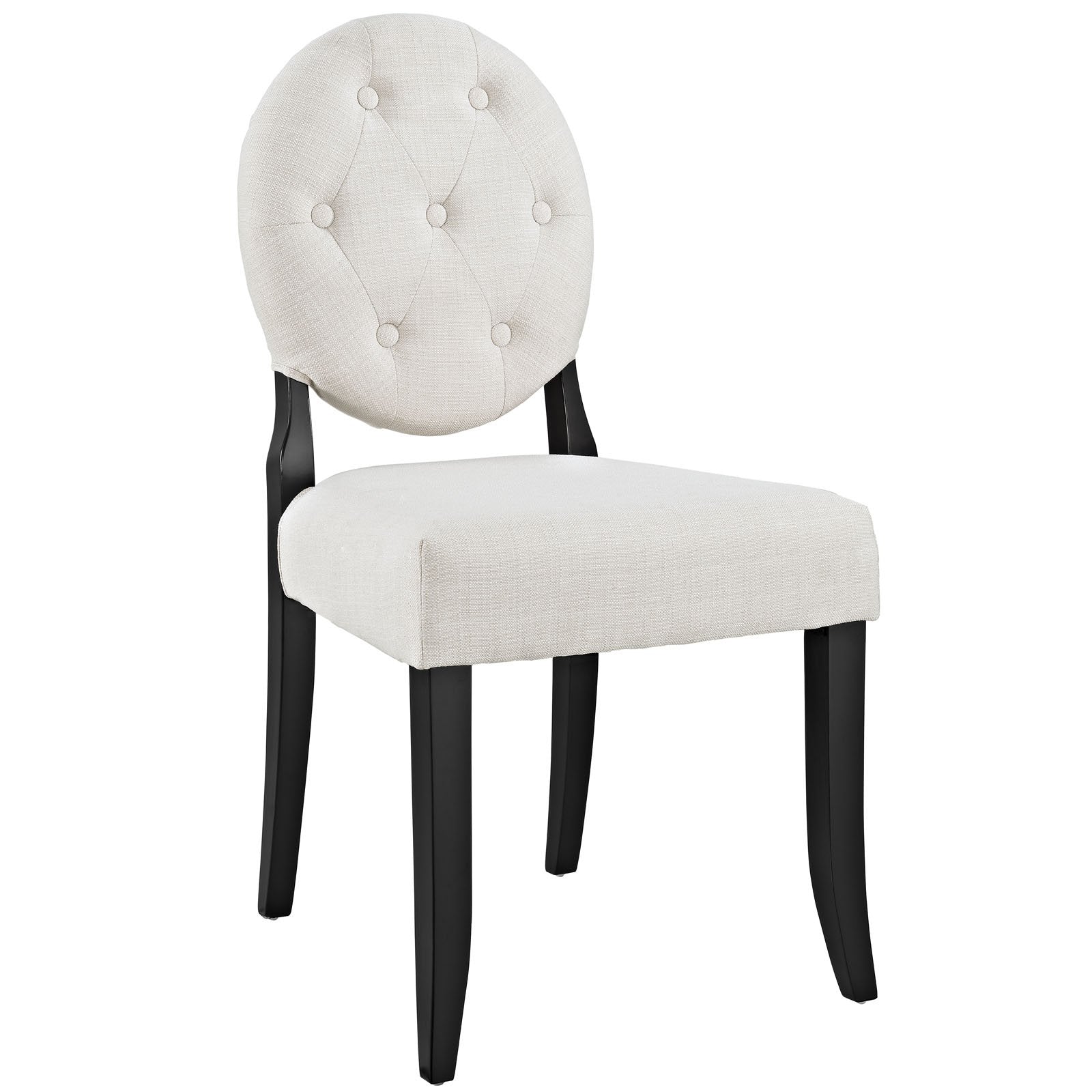 Modway Button Upholstered Dining Side Chair In Beige With Tufted Buttons