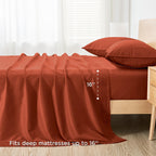 Andency Orange Sheets Queen Set 4 Pieces, Super Soft Sheets For Queen Size Bed, Microfiber Queen Sheet Set, Deep Pocket Up To 16', Hotel Luxury Breathable & Cooling Bedding Sheets & Pillowcases