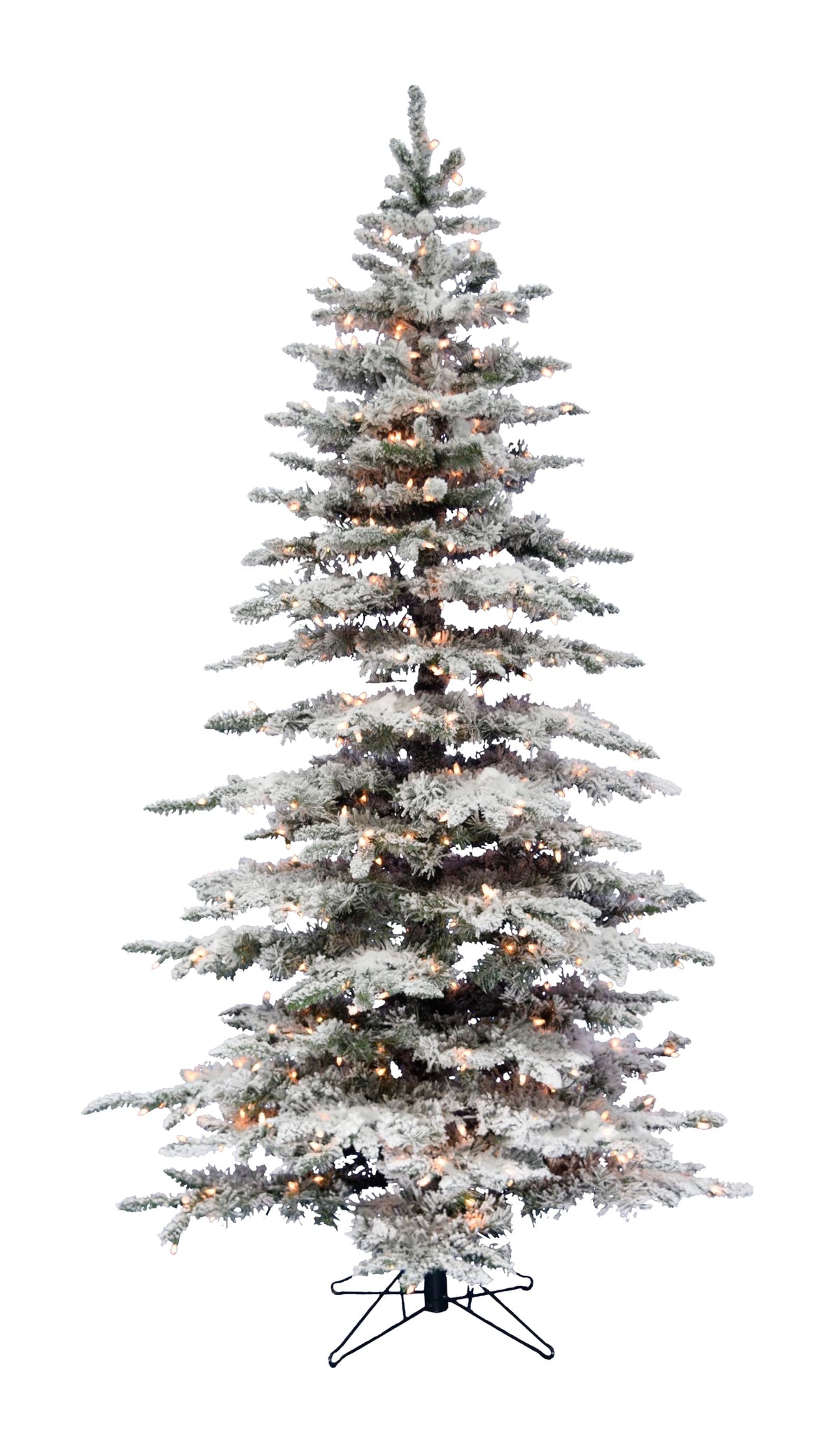 Christmas Time 6.5-Ft. Silverado Pine Snow Flocked Artificial Christmas Tree With Stand And Incadenscent Smart Lights, Prelit And Foldable Slim Christmas Tree With Realistic Foliage, Xmas Decor